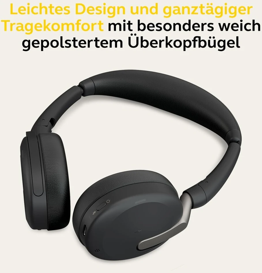 Jabra Evolve2 65 Flex belaidės stereo bluetooth ausinės su triukšmo slopinimo Jabra Clearvoice technologija ir hibridiniu Anc - suderinamos su pagrindinėmis Uc platformomis - juodos