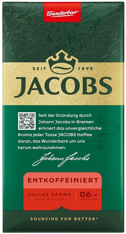 Jacobs Krönung be kofeino, maltos skrudintos kavos, vidutinio skrudinimo, 500g (1 pakuotė)