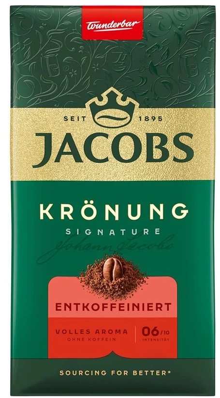 Jacobs Krönung be kofeino, maltos skrudintos kavos, vidutinio skrudinimo, 500g (1 pakuotė)