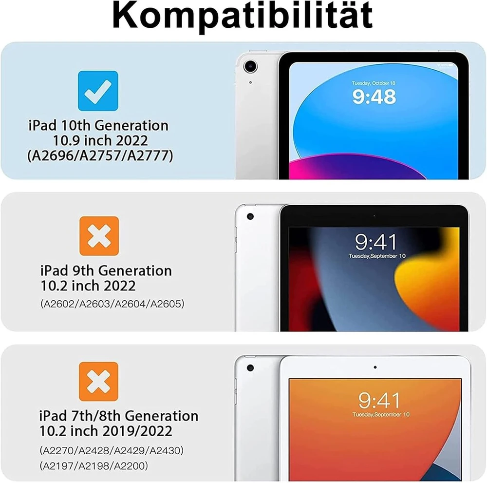 Jademall Ipad 11 kartos A16 klaviatūra, apšviestas klaviatūros dėklas, suderinamas su Ipad 10.9 2022/2025, magnetinis belaidis bluetooth (juodas, 10.9 colio - apšvietimas ir jutiklinė dalis)