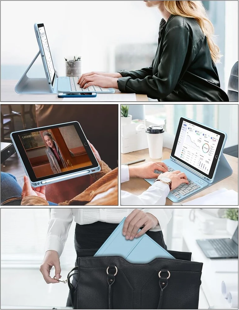 Jademall Klaviatūra Ipad 10 Generation - Belaidė klaviatūra Ipad 10.9 colių 2022, Apsauginis dėklas su pieštuko laikikliu, Qwertz vokiečių