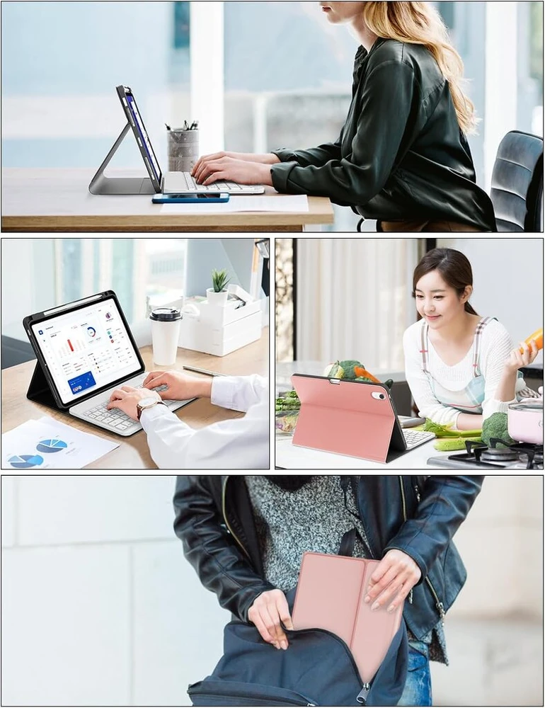 Jademall Klaviatūra Ipad Air 11 m2 - belaidė klaviatūra, skirta Ipad Air 11 m2 2024/air 11 m3 2025, apsauginis dėklas su pieštuko laikikliu, Qwertz vokiečių