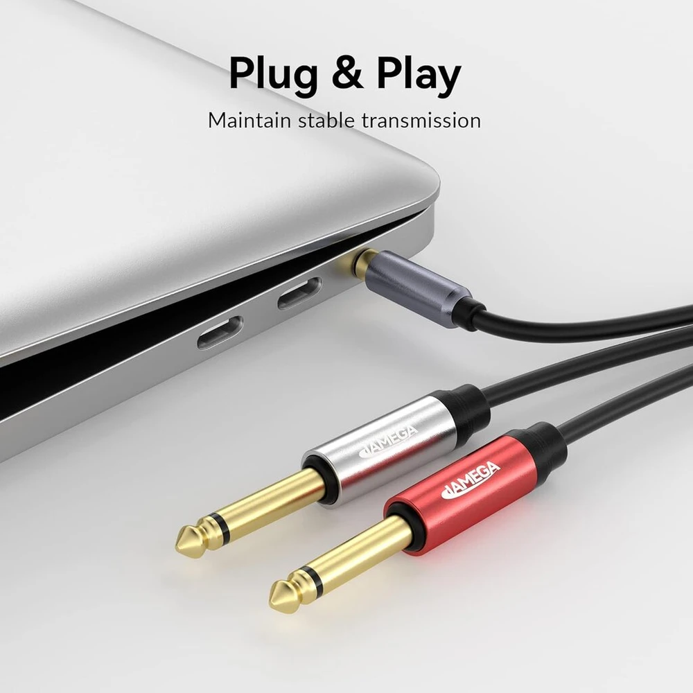 Jamega 3.5 mm lizdas į dvigubą 6.35 mm lizdo kabelį 2 m - audio kabelis 6.35 mm lizdo kištukas į 3.5 mm lizdo audio skirstytuvo lizdo kabelį skaitmeninės sąsajos instrumento kabelis mikšeriui, gitarai ir kt.