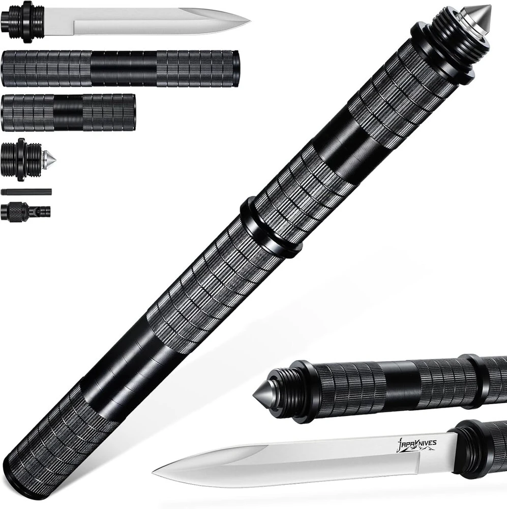 Japaknives medžioklinis peilis, skirtas naudoti lauke, 5 viename išgyvenimo peilis D2 plieno fiksuotas peilis nuimamas įrankis su švilpuku stiklo laužikliu Bushcraft peilis vyrams dovana juodas