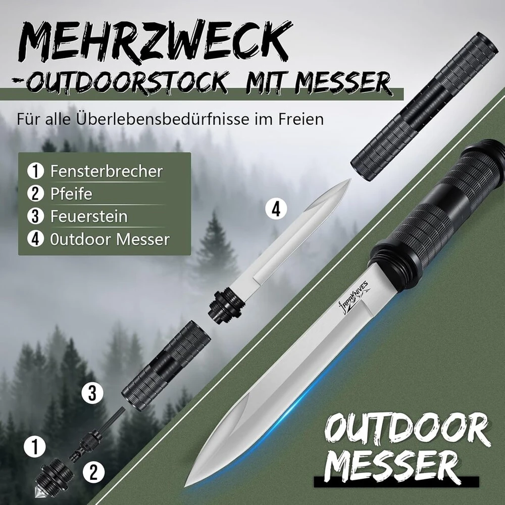 Japaknives medžioklinis peilis, skirtas naudoti lauke, 5 viename išgyvenimo peilis D2 plieno fiksuotas peilis nuimamas įrankis su švilpuku stiklo laužikliu Bushcraft peilis vyrams dovana juodas