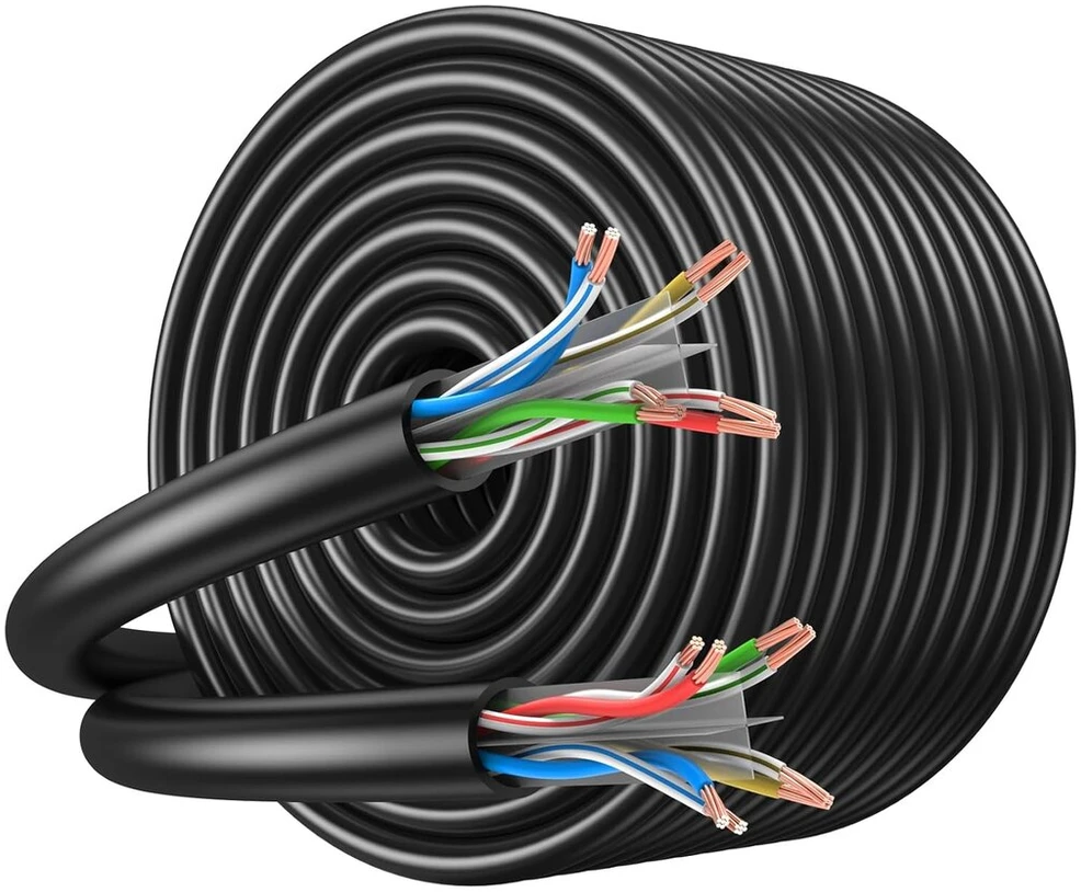 Jarnhng lauko cat 6 ethernet kabelis 250 m, didelės spartos lan tinklo kabelis, bulk cat 6 interneto kabelis, 10 gbps, 550 mhz, awg26 utp cca (250 metrų, juodas)