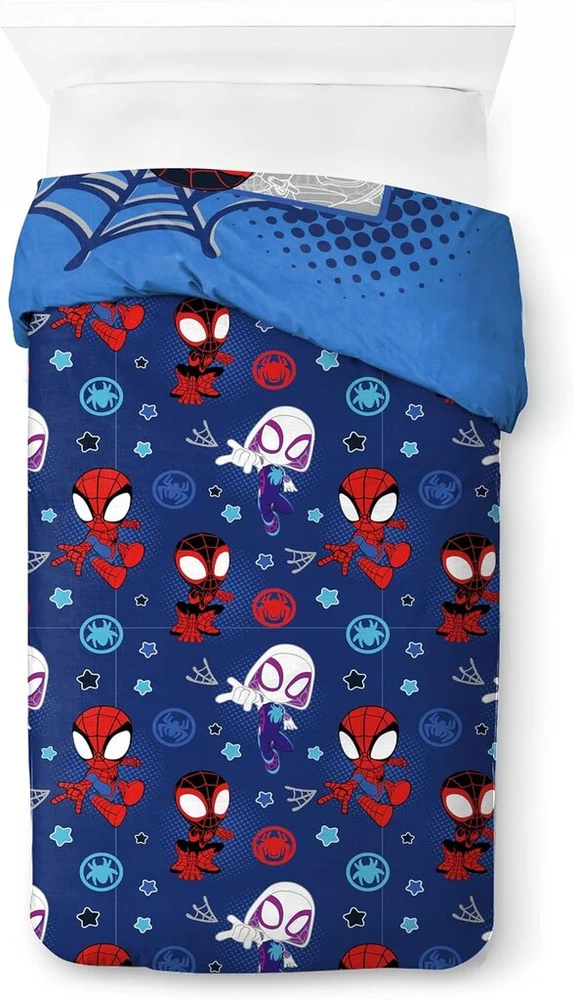 Jay Franco Marvel Spidey and His Super Friends Vroom viengulės patalynės užvalkalų komplektas su pagalvės užvalkalu 80 x 80 cm, 100% medvilnė, šilta Marvel patalynė