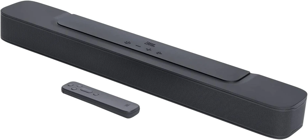 Kompiuterio kolonėlės Jbl Bar 2.0 All-in-one Mk2 – kompaktiška 2.0 kanalų garso juosta namų kino garso sistemai – plonas ir kompaktiškas dizainas su Jbl Surround Sound – juoda