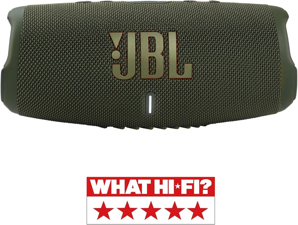 Kompiuterio kolonėlės Jbl Charge 5 bluetooth garsiakalbis, vandeniui atsparus nešiojamas boombox su įmontuotu powerbank, vienas baterijos įkrovimas iki 20 valandų belaidžio muzikos mėgavimosi, khaki