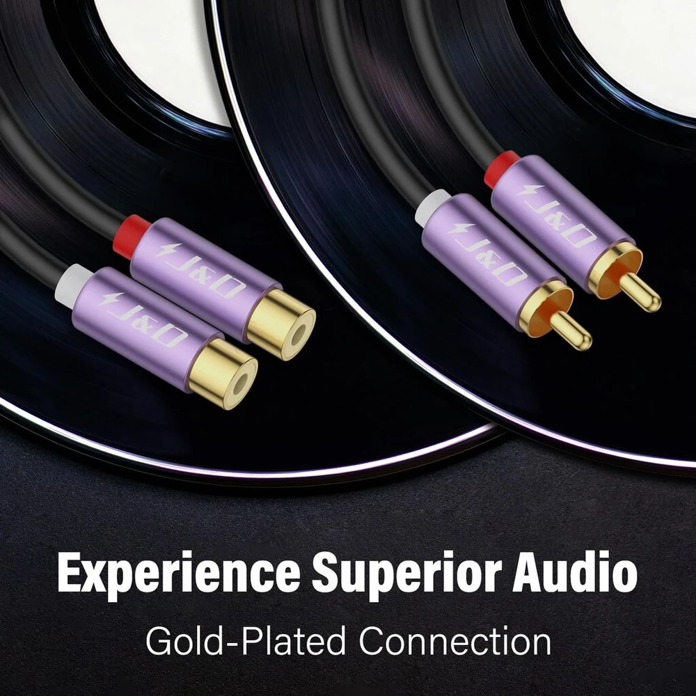 J&d Rca prailginimo laidas, 2rca M/f, 1.8m, violetinis