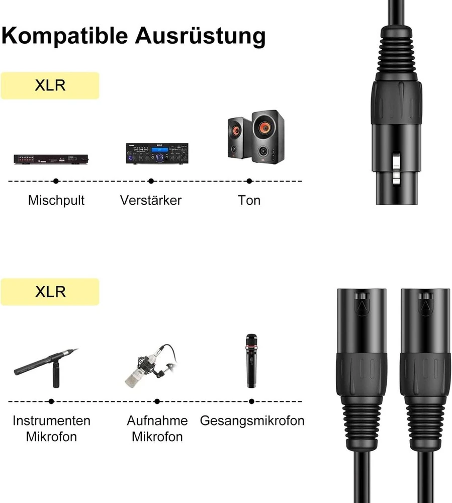 J&d Xlr Splitter Kabelis, 0.48m, 1x Xlr F - 2x Xlr M