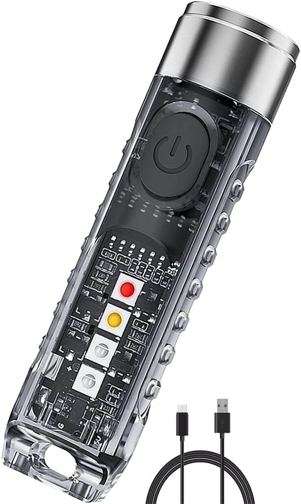 Jeebel Mini Žibintuvėlis 400 Liumenų Įkraunamas Led Raktų Pakabuko Žibintuvėlis su Uv/balta/raudona/mėlyna Šonine Šviesa, Edc Multifunkcinis Magnetinis Usb Žibintuvėlis, Ip65