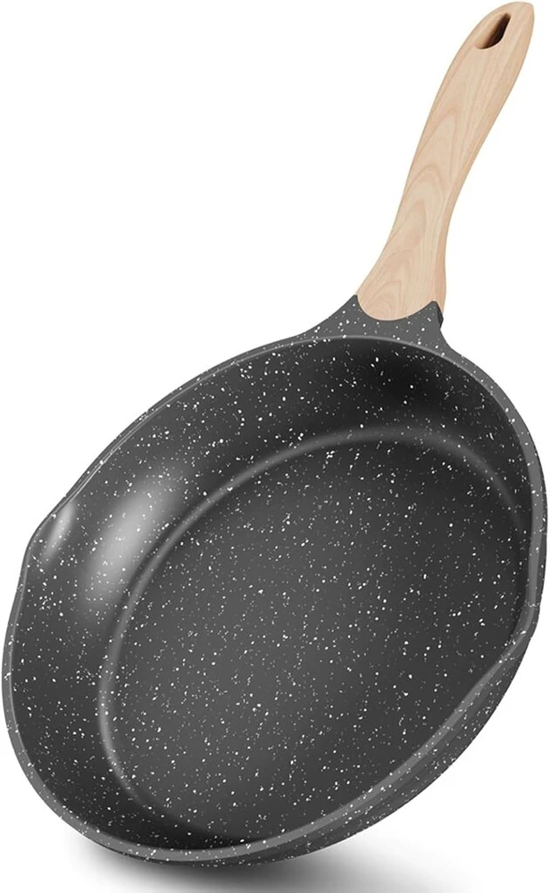Jeetee aliumininė keptuvė 28 cm, keptuvė su nelimpančia danga, indukcinė, dujinė, didelė, tvirta ir patvari, indukcinė keptuvių rinkinys su rankena, be Pfoa (pilka)