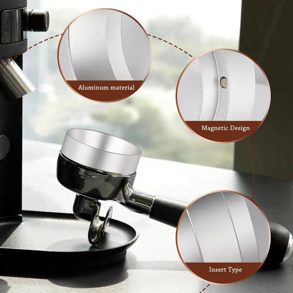 Jenniehome kavos dozavimo žiedas 58 mm espresso dozavimo žiedas aliuminio kavos dozavimo piltuvėlis portafilter kavos dozavimo žiedas suderinamas su rancilio silvia, bezzera bz10