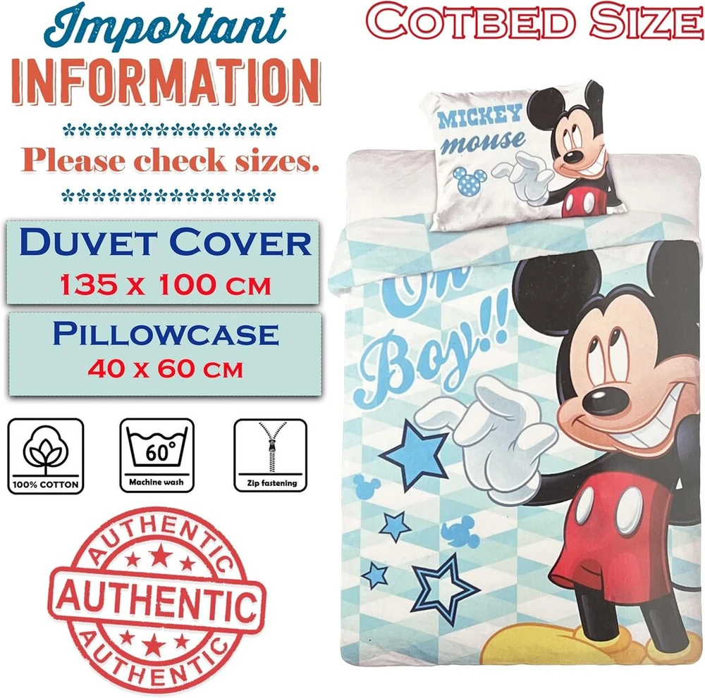Jerry Fabrics Disney Mickey Mouse kūdikio reversible patalynės komplektas 100 x 135 cm 100% medvilnė (m05)