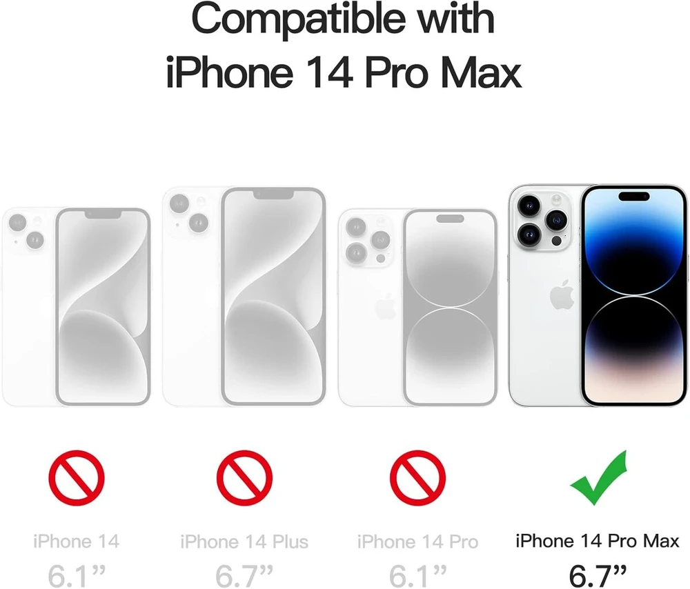 Jetech 5-in-1 dėklas, skirtas iphone 14 pro max 6.7 colių, 2 ekrano apsaugos ir 2 kameros apsaugos, niekada negelstantis, viso ekrano grūdinto stiklo plėvelė, ekrano apsaugos kamera, smūgiams atsparus mobiliojo telefono dėklas