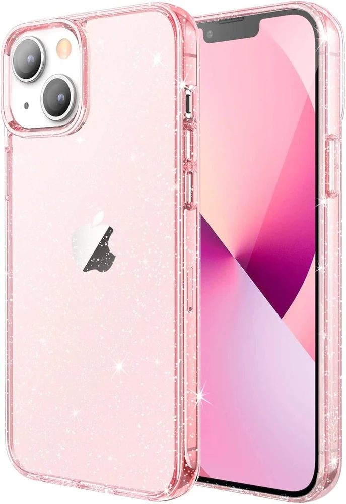 Jetech blizgantis dėklas, skirtas iphone 13 6.1 colio, blizgus smūgiams atsparus telefono dėklas, mielas apsauginis dėklas moterims ir mergaitėms (rožinis)