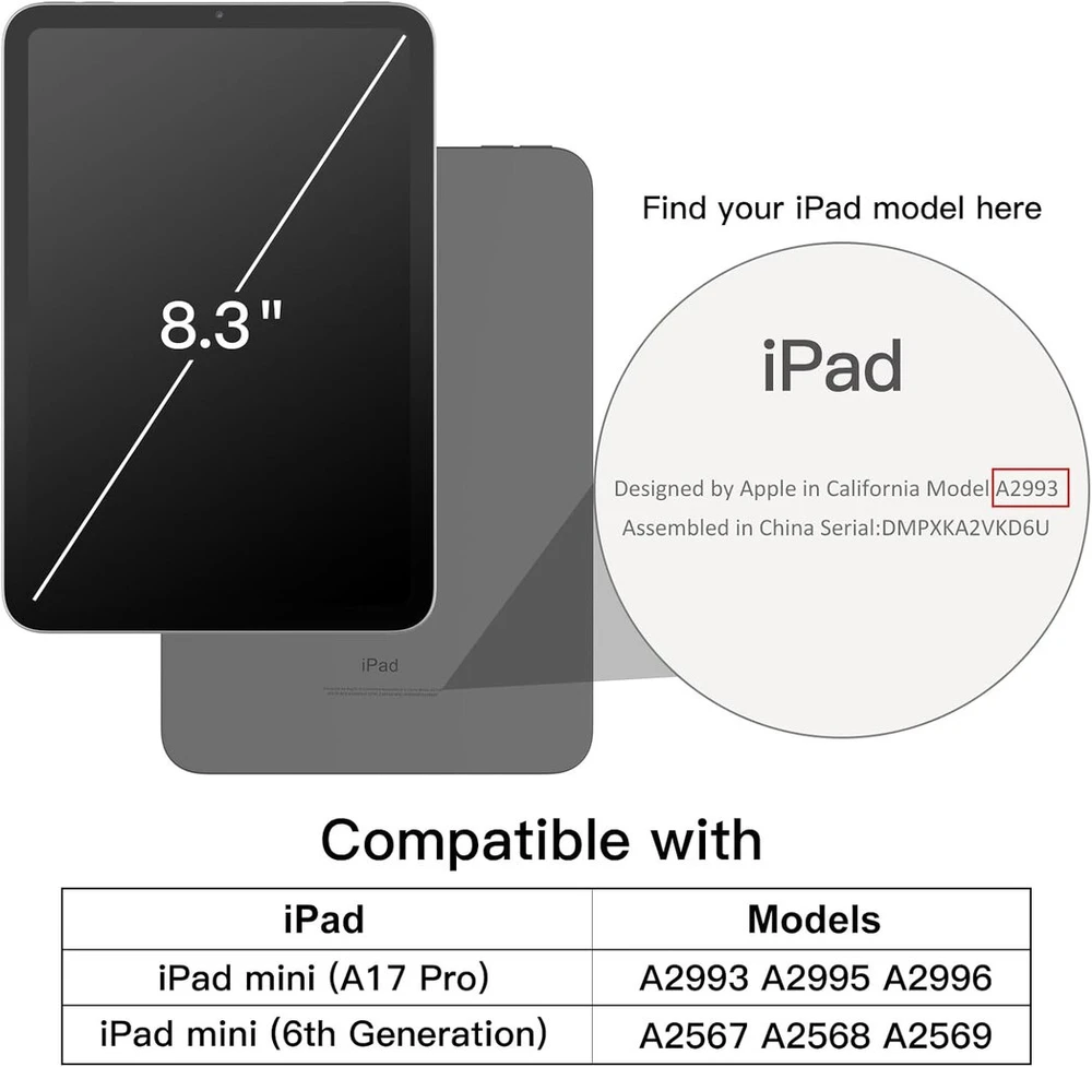 Jetech dėklas Ipad mini 7/6 kartai su pieštuko laikikliu, permatomas