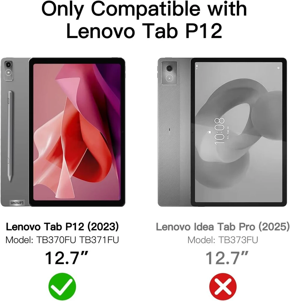 Jetech dėklas Lenovo Tab P12 12.7" su pieštuko laikikliu, juodas