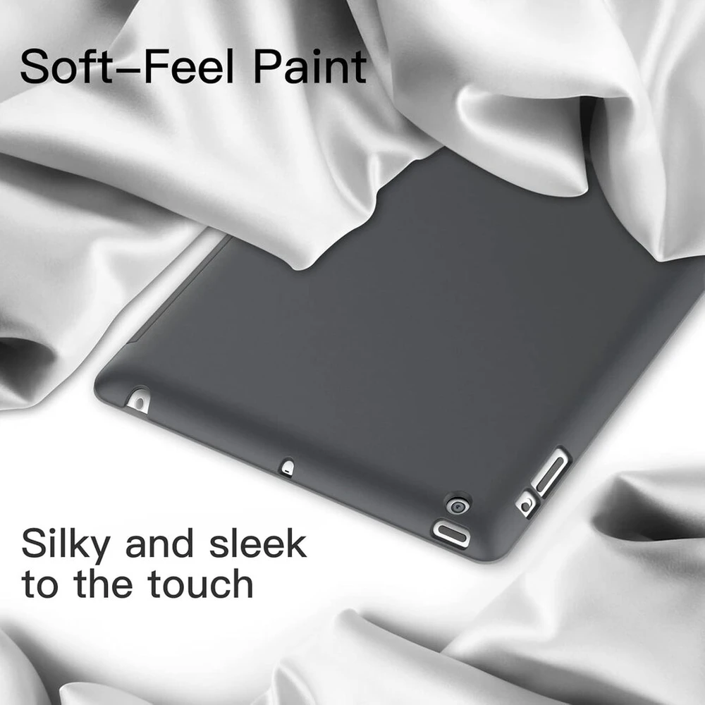 Jetech dėklas, skirtas ipad 2/3/4, apsauginis kietas galinis dangtelis, minkštas planšetinio kompiuterio stovas, automatinis pažadinimas/užmigdymas (tamsiai pilkas)