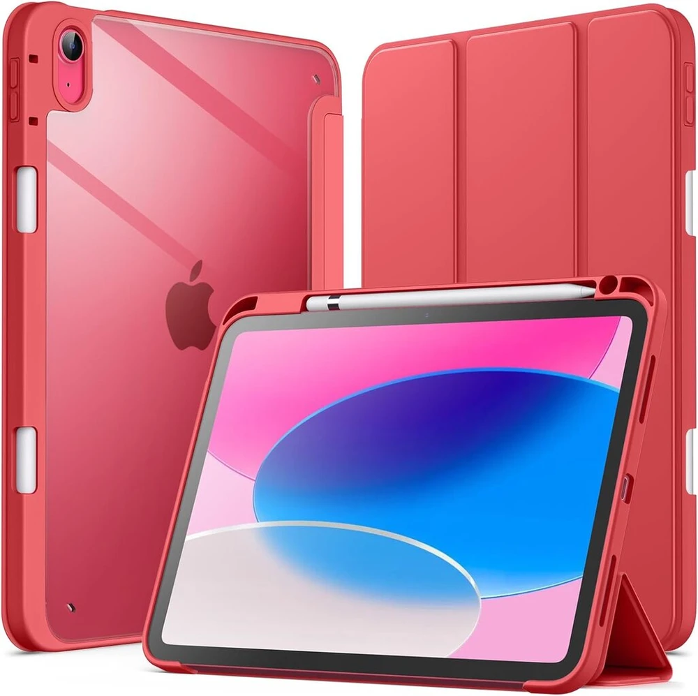 Jetech dėklas, skirtas Ipad (a16) 11-osios/10-osios kartos (2025/2022) su rašiklio laikikliu, skaidrus apsauginis galinis dėklas, plonas stovas, smūgiams atsparus planšetinis kompiuteris (arbūzo spalvos)