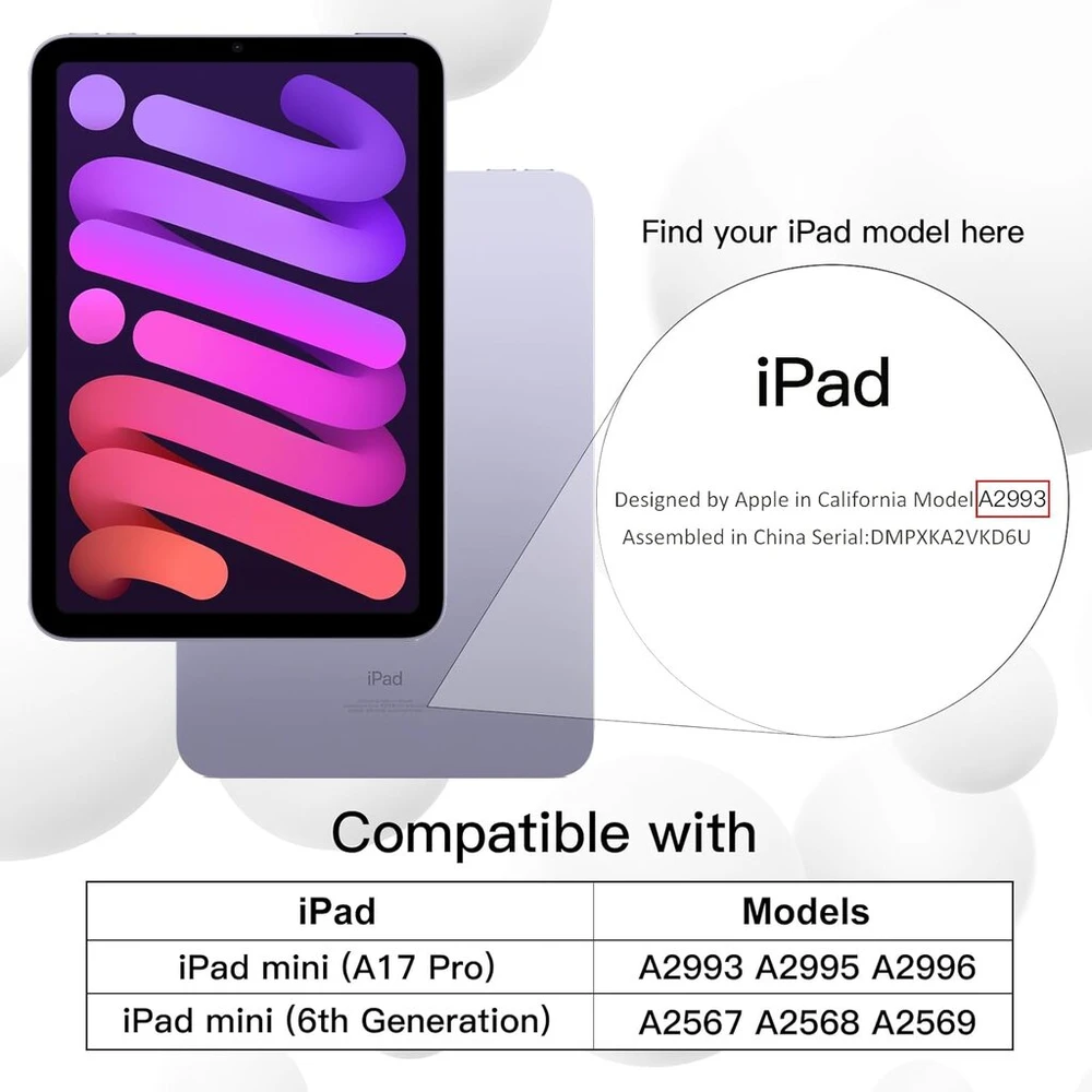 Jetech dėklas, skirtas ipad mini (a17 pro, 2024 m. modelis, 7-oji karta) / mini 6 (2021 m. modelis, 6-oji karta) su pieštuko laikikliu, plonas planšetinio kompiuterio apsauginis dėklas su minkštu tpu galiniu dangteliu (šviesiai violetinis)