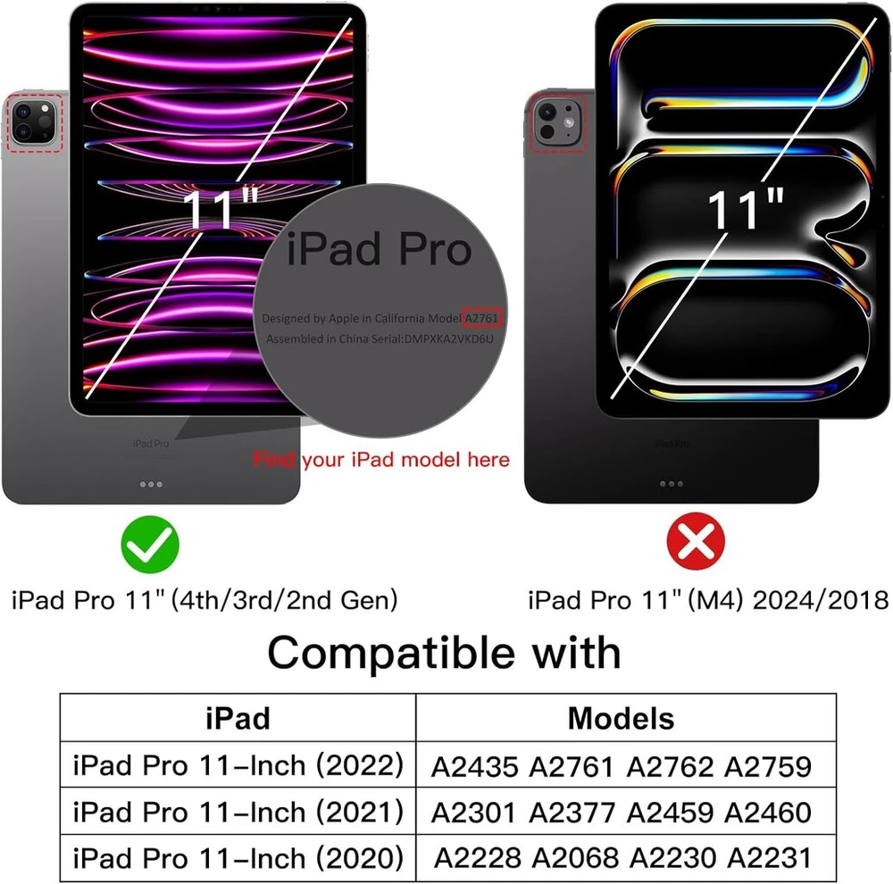 Jetech dėklas, skirtas Ipad Pro 11 colių (2022/2021/2020 modelis) su pieštuko laikikliu, palaiko 2 kartos pieštuko įkrovimą, plonas planšetinio kompiuterio apsauginis dėklas su minkštu Tpu galiniu dangteliu (vidurnakčio žalias)