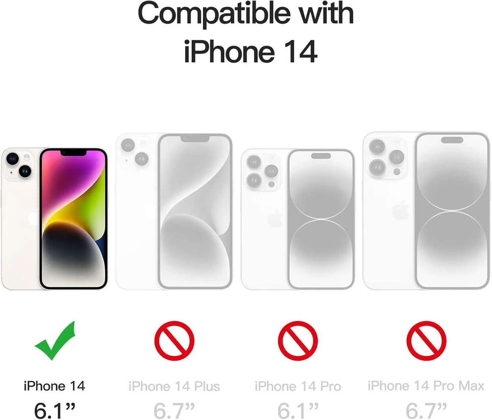 Jetech dėklas, skirtas iphone 14 6.1 colio, niekada negeltonuojantis telefono dėklas, atsparus smūgiams, apsauginis dėklas, atsparus įbrėžimams, skaidrus galinis dangtelis (juodas)
