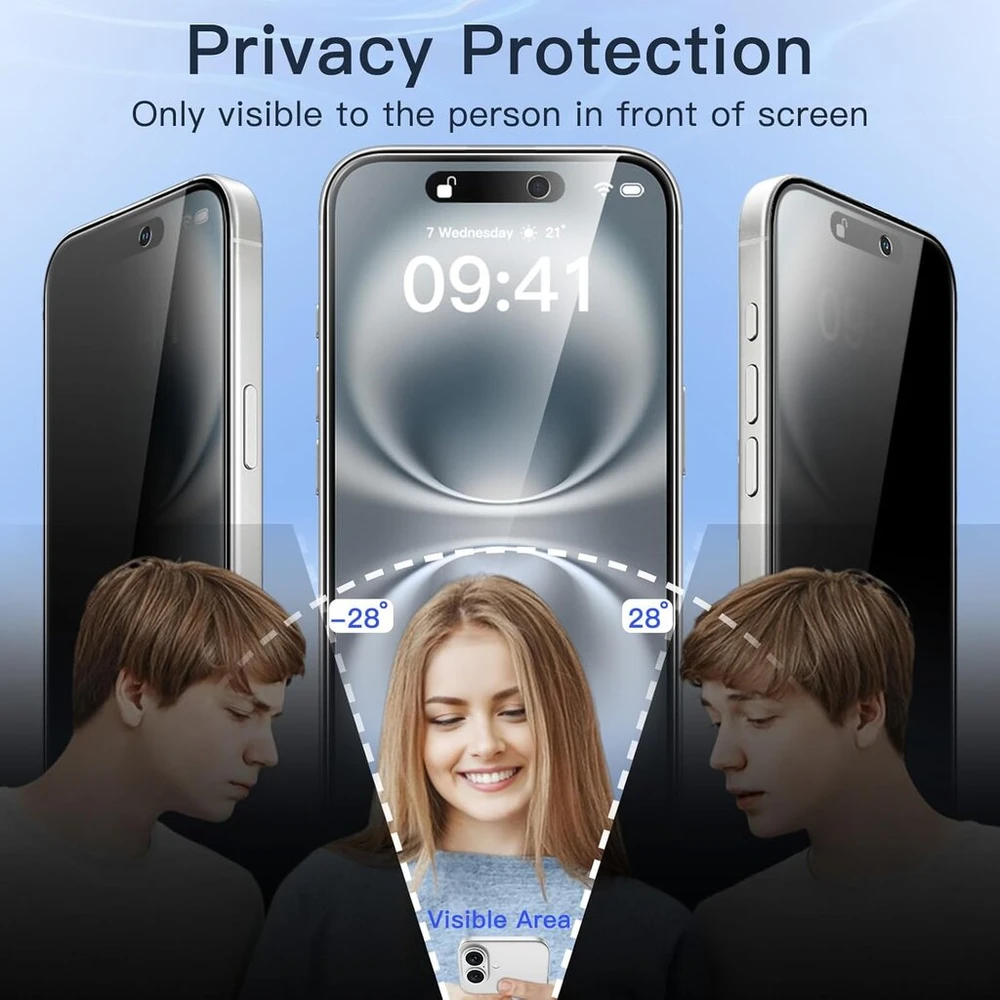 Jetech privatumo apsauginis stiklas, skirtas iphone 16 6.1 colio ekranui su kameros apsauga, apsaugantis nuo šnipinėjimo grūdintas stiklas, lengvas montavimas, 2 vnt.