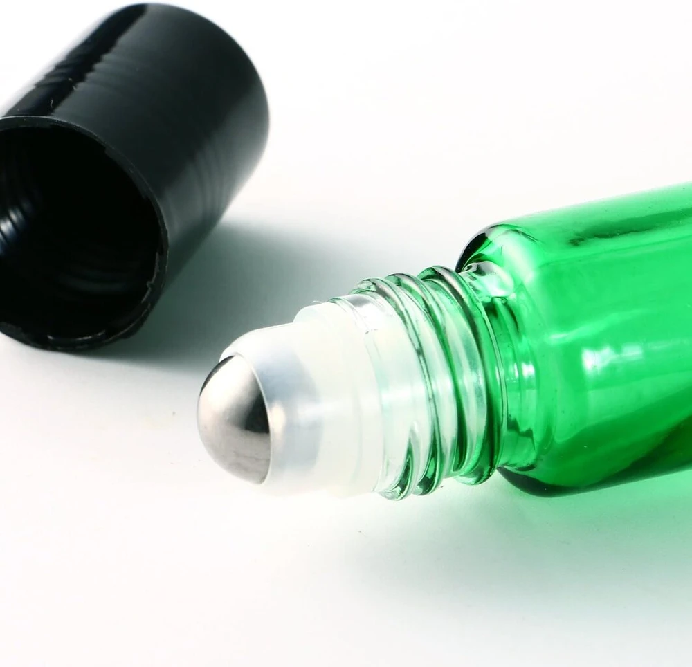 Jhd 10 ml stikliniai roller buteliukai, daugkartiniai eterinių aliejų aromaterapijos kvapų buteliukai su butelių atidarytuvu ir pipete, idealūs namams ir kelionėms (5 spalvos)