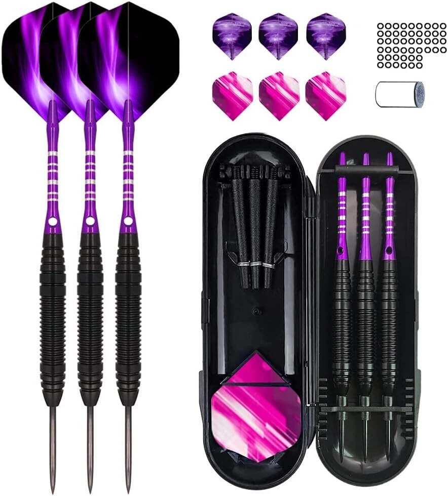 Jiahuade plieninių smiginių rinkinys, darts peter wright plieniniai smiginiai, profesionalus metalinių antgalių rinkinys su krepšiu, plieniniai smiginiai, smiginių priedų rinkinys
