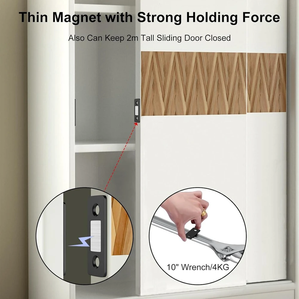 Jiayi magnetiniai fiksatoriai spintelėms, stiprūs magnetai, 6 vnt., durų magnetai, lipnūs stalčiai, magnetiniai baldai durims, magnetiniai spintelių magnetai spintelėms, durims, baldų magnetai, baldų magnetinis durų pritraukėjas, juodi