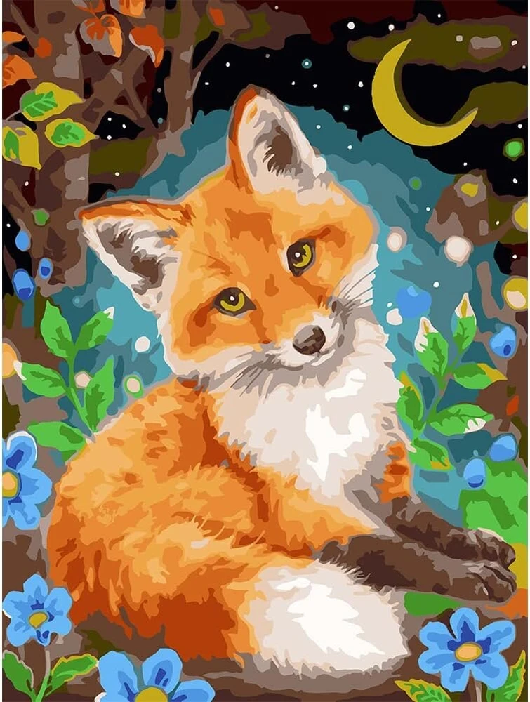 Jieyisier paveikslas pagal skaičius "lapė", paveikslas pagal skaičius suaugusiems "lapė", pradedantiesiems, namų sienų dekoracija, 40 x 50 cm