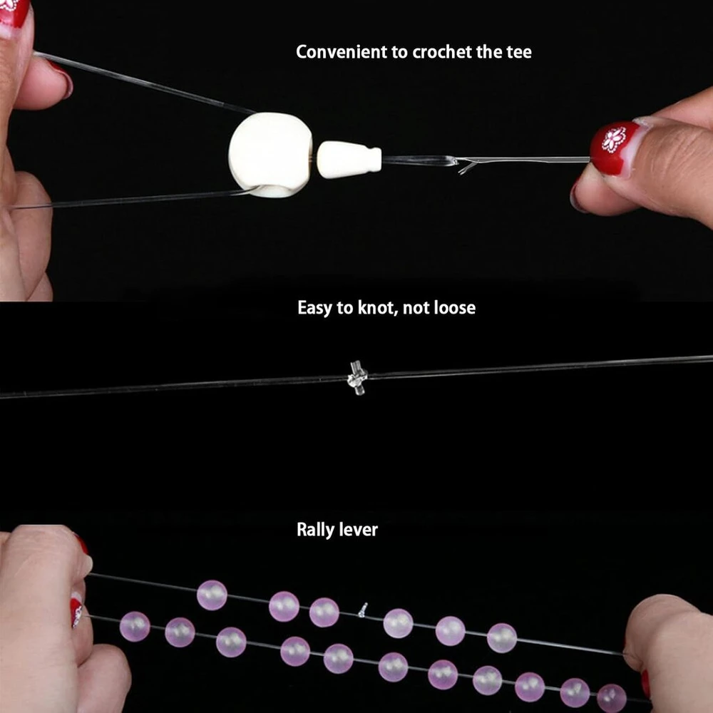 Jinlaili 0,5 mm skaidrūs siūlai apyrankėms, elastinis juvelyrinis siūlas, guminis siūlas, nematomas siūlas, elastinis nailoninis virvelis, kristalinis rankdarbių virvelis apyrankėms, karoliukų papuošalų gamybai, 100 m, su perlu