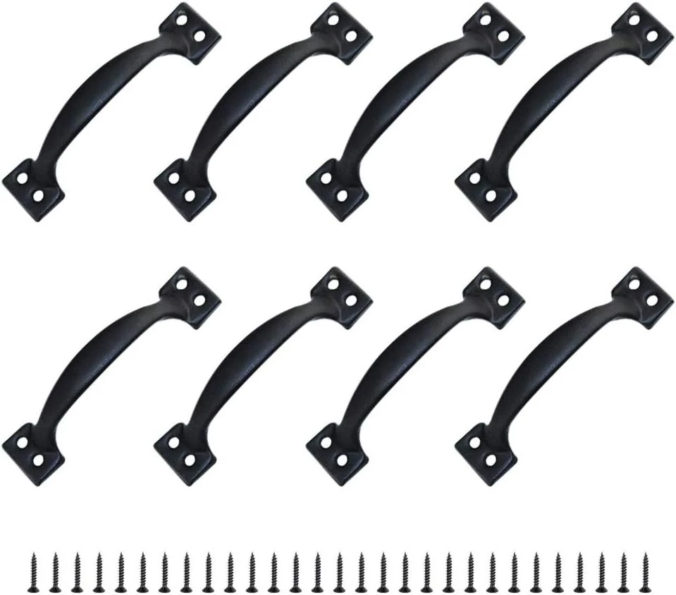 Jinxian 8 baldų rankenos, durų rankena, rustiškas cinko lydinys virtuvės, klojinių durims, sodo pašiūrei (120 mm)