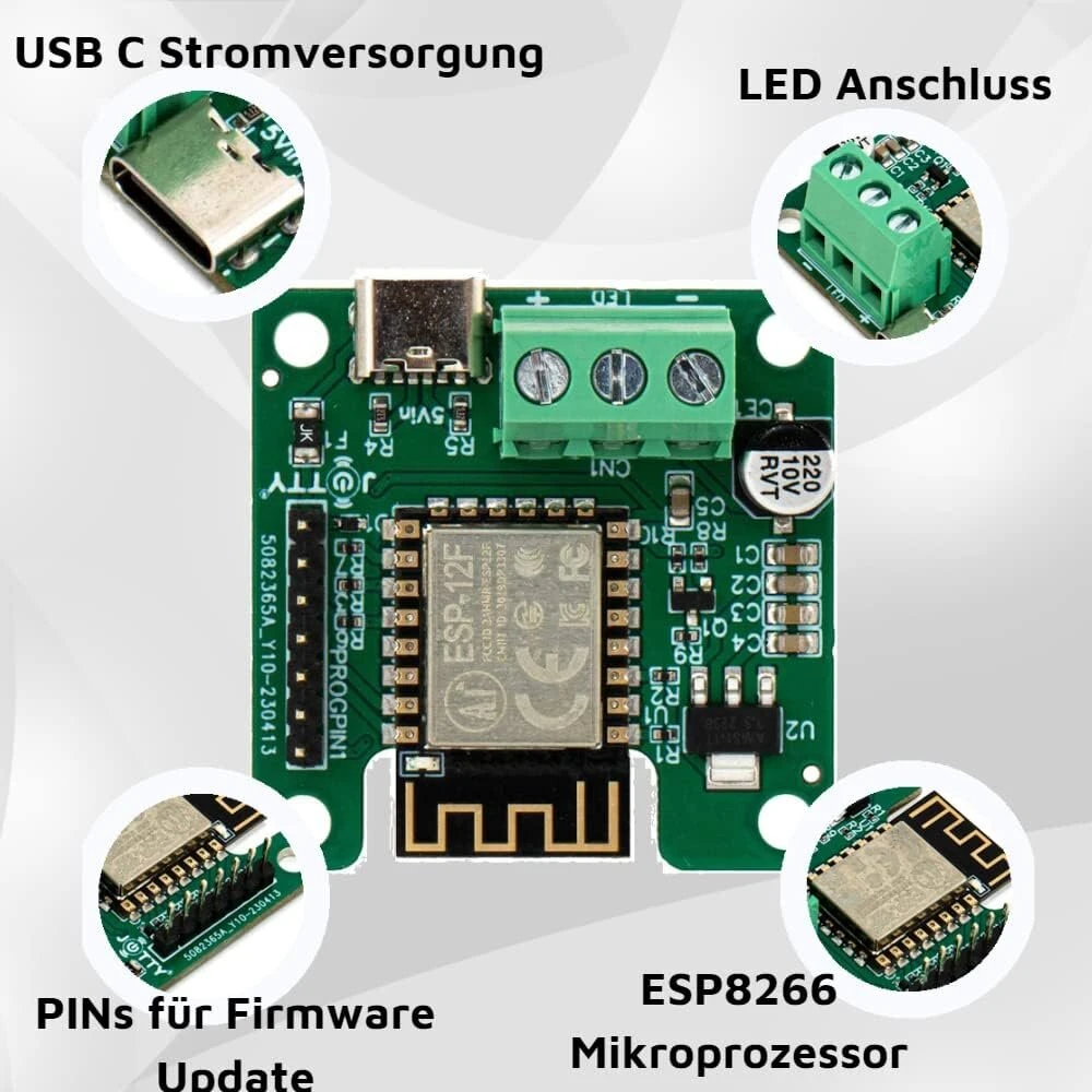 Jiotty wled led juostos usb valdiklis | ws2812 | išmanieji namai | iot | esp8266 su įdiegta wled | suderinamas su home assistant | led juostoms