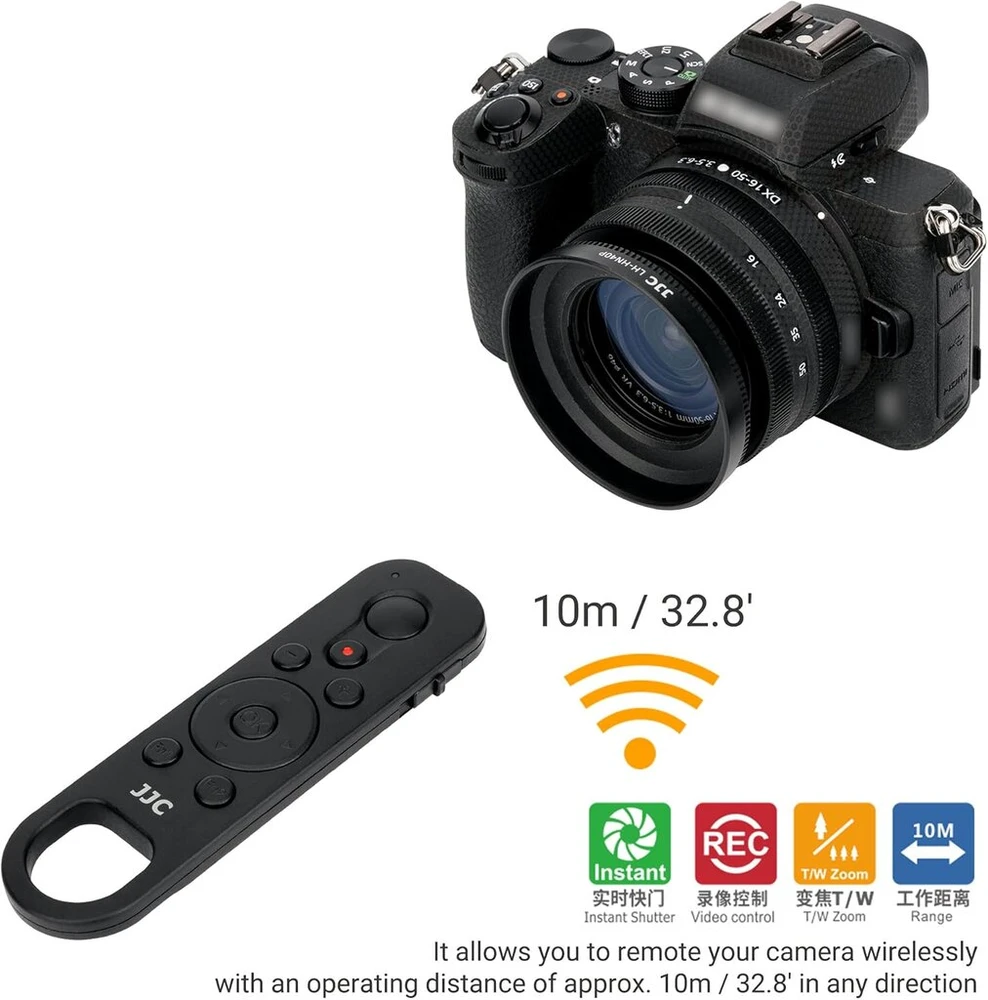 Objektyvas Jjc Bluetooth nuotolinio valdymo pultas, skirtas Nikon Z5 Ii Z5 Z6 Ii Z7 Ii Z 30 Z f Z fc Z50 Coolpix P1000 P950 A1000 B600 kameroms, pakeičia Nikon Ml-l7 nuotolinio valdymo pultą