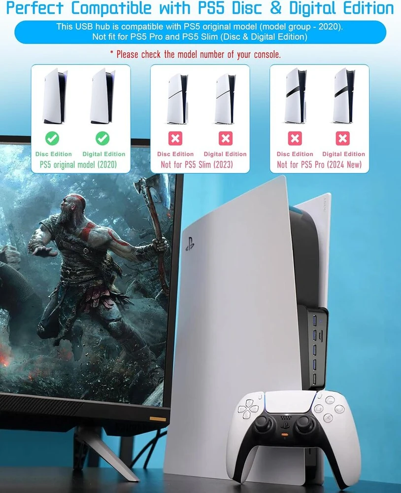 Joso Usb šakotuvas 6 prievadų Ps5 konsolei