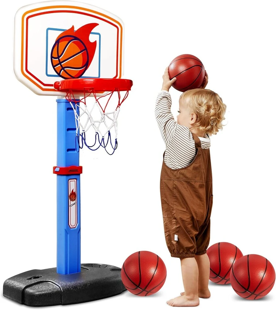 Joyin vaikiškas krepšinio lankas, mini krepšinio lankas, lauko, vidaus su stovu, reguliuojamas aukštis 75–105 cm, vidaus krepšinio lankas kambariui, žaislas, berniukams ir mergaitėms, 3 4 5 6 7 8 metų