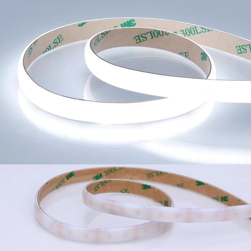 Joylit 24 V difuzinė Led juosta 6000 K šaltai balta 5 m Ip65 atspari vandeniui, Ce Ul Pro 280 Led/m 9000 lm itin ryški be taškų Cri 92+ 100 W pritemdoma Led juosta komerciniam naudojimui, namams (tik Led juosta)