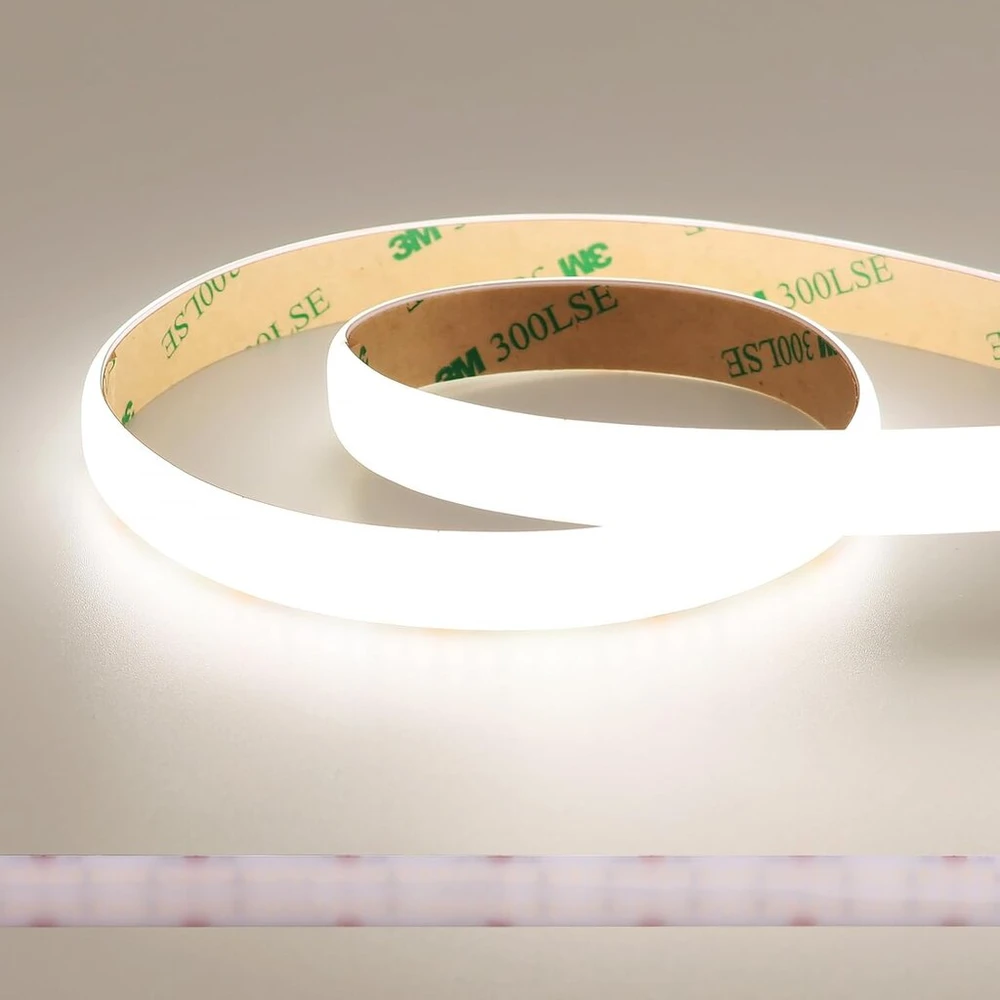 Joylit 24 V dvigubos eilės Cob Led juosta, 5 m, atspari vandeniui, neutrali balta 4000 K, 560 šviesos diodų/m, be taškų, 10250lm, itin ryški, Ce Ul Pro Cri 92+, 12 mm, 24 W/m, pritemdoma Led juosta komerciniam naudojimui, namams