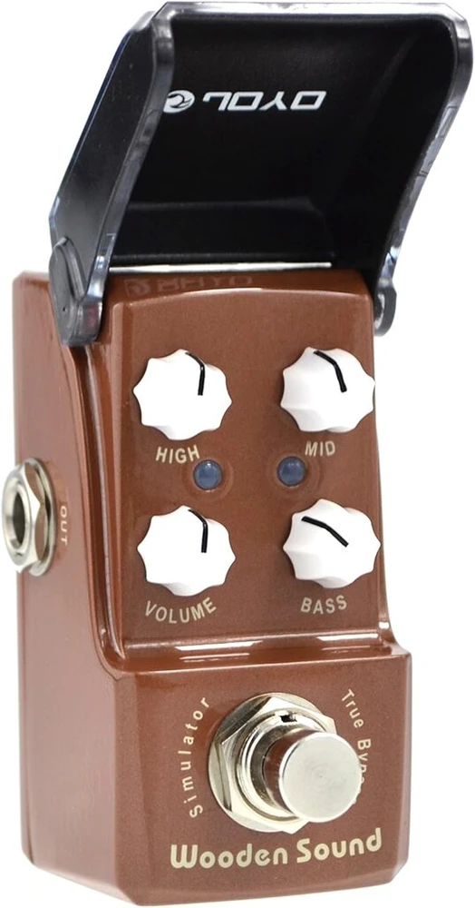 Joyo jf-323 wooden acoustic simulator mini gitaros efektų pedalas ironman ruda