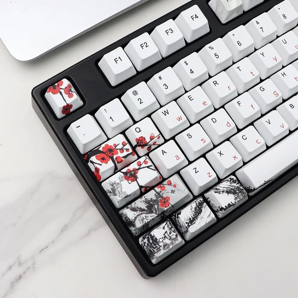 Klaviatūra Jsjt Plum Blossom klavišų dangteliai 110 klavišų Pbt Oem profilio individualūs klavišų dangteliai, skirti 61/87/104/108 Cherry Mx jungiklių mechaninėms klaviatūroms (tik klavišų dangteliai)
