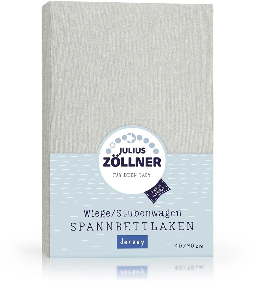 Julius Zöllner jersey paklodė lopšiams 90 x 40 cm ir lopšiui, 100% medvilnė, standard 100 by oeko-tex, šviesiai pilka (2 vnt.)