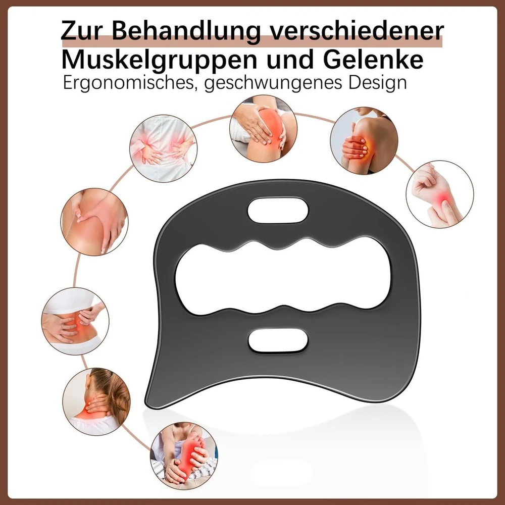 Juodas gua sha grandiklis gua sha nerūdijančio plieno viso kūno celiulito masažas limfodrenažinis masažuoklis fascia įrankis trynimui kojoms, nugarai, veidui, kaklui, raumenų atpalaidavimui ir skausmo malšinimui