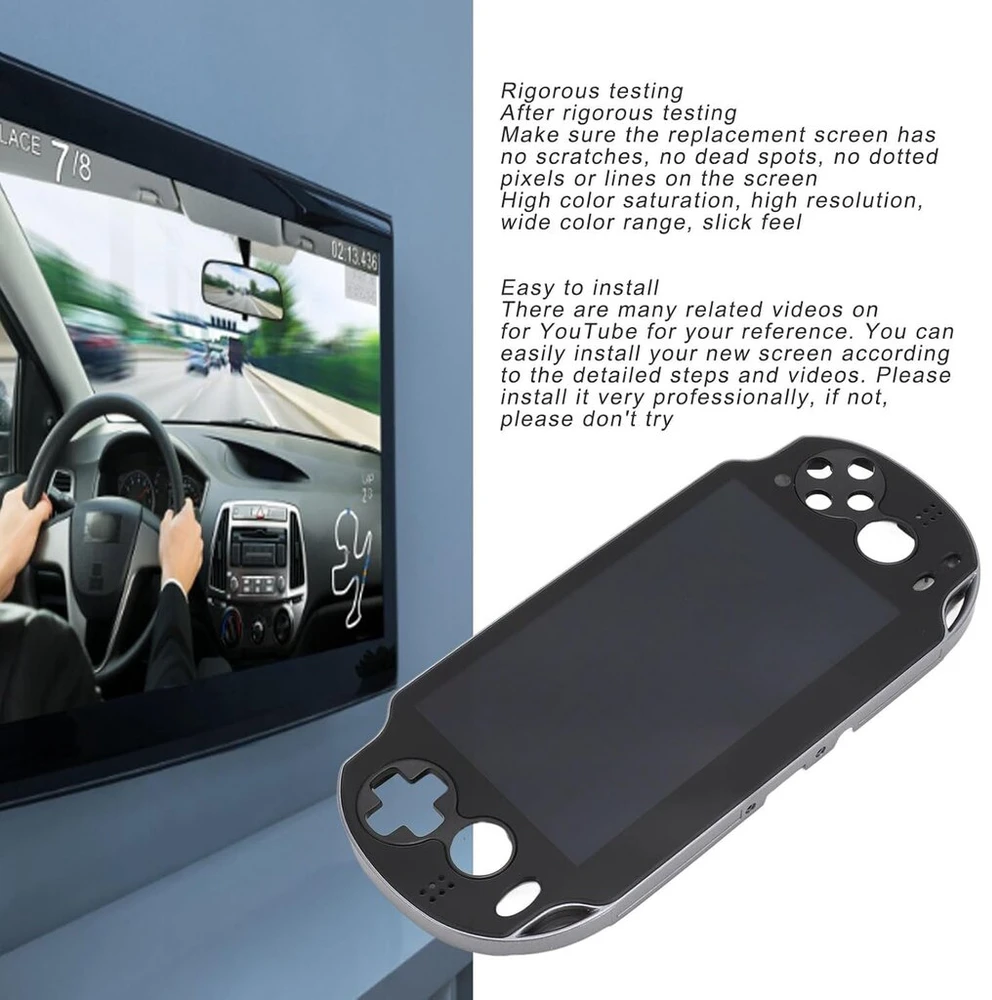 Juodas Lcd jutiklinis ekranas, skirtas Ps Vita Psv 1000 1001 Pch 1001 Pch 1101, profesionalaus žaidimų konsolės skaitmeninio keitiklio stiklo mazgas su rėmo kombinacija (naujas)