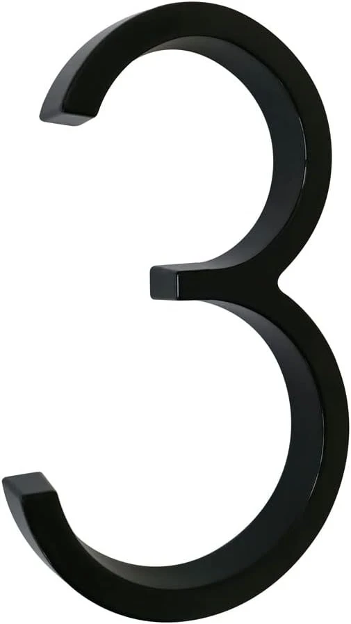 Juodas prisukamas namo numeris / gatvė – plūduriuojanti išvaizda – 12,5 cm (3)