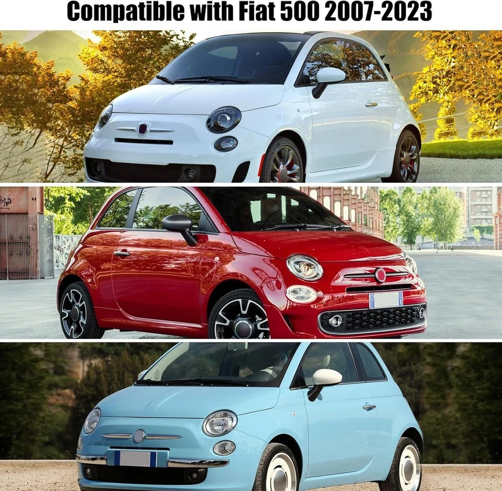 Juodas pusiau uždangalas, skirtas 2007-2023 m. F-iat 500, pritaikytas automobilio garažo minkštas viršutinis pusiau uždangalas nuo šalčio, sniego ir saulės