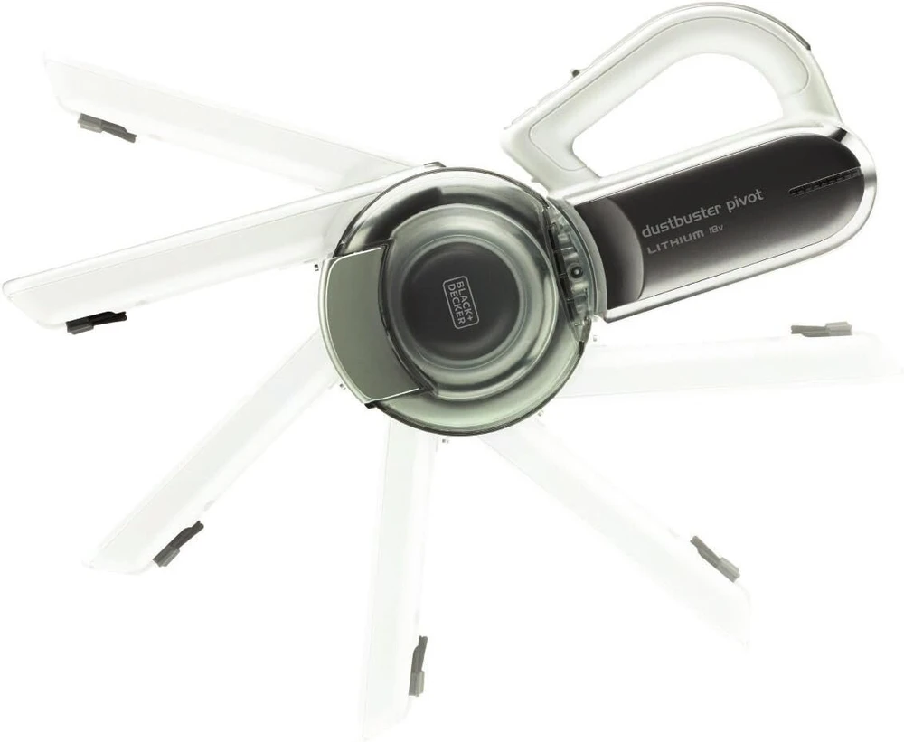 Juodas+decker 10.8v ličio jonų belaidis rankinis dulkių siurblys Dustbuster Pivot, 18 V