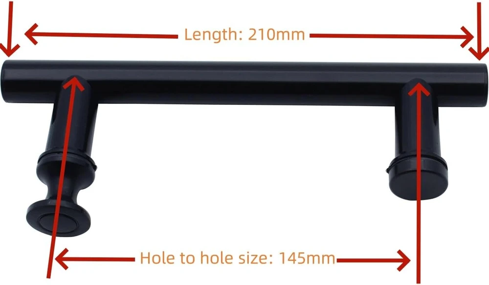 Juodos dušo durų rankenos, 2 vnt., 145 mm tarpai tarp skylių